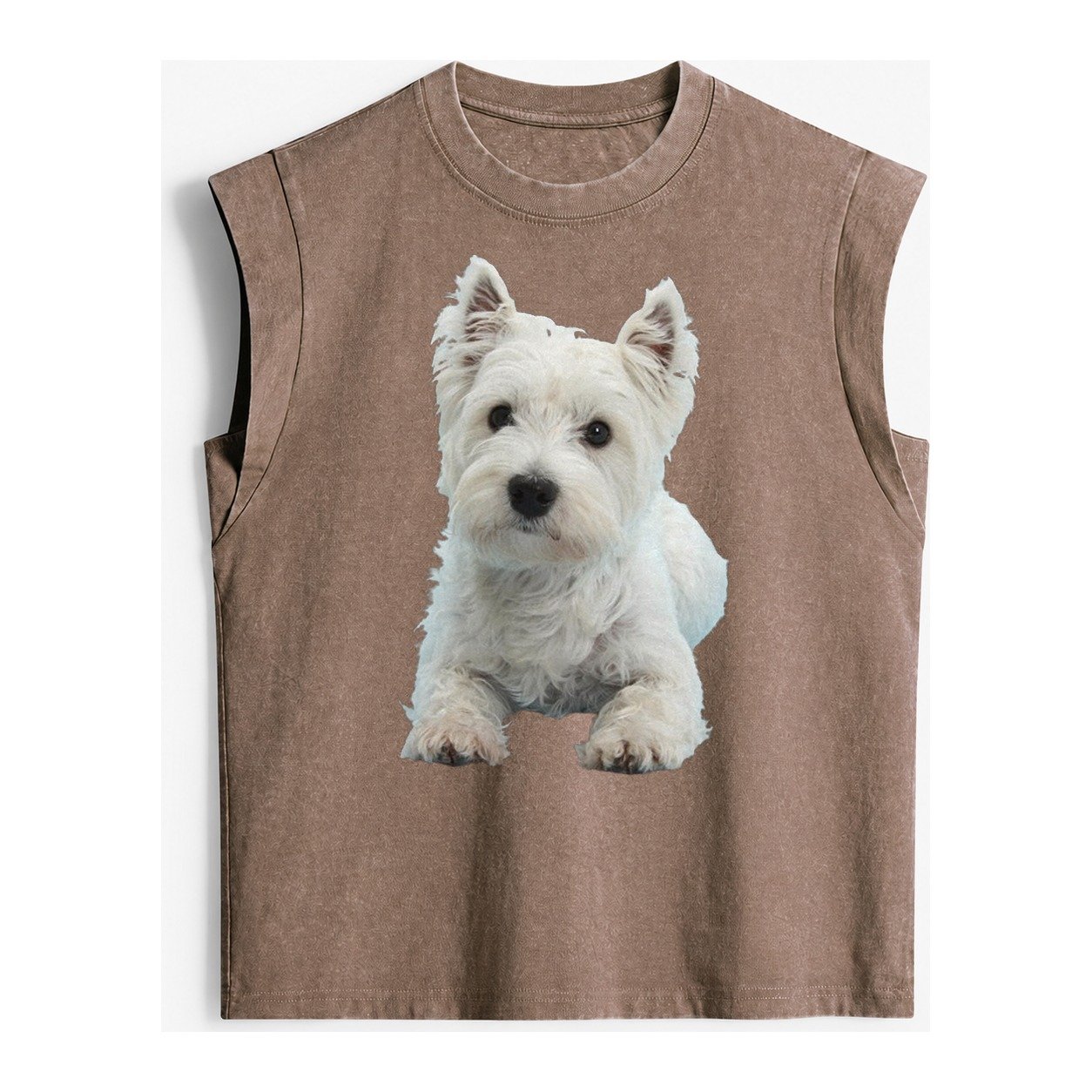 West Highland White Terrier Vintage Washed Tank – Brown