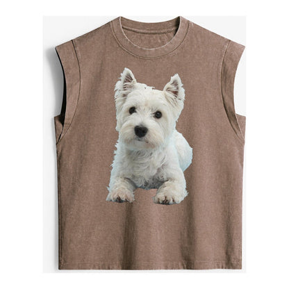 West Highland White Terrier Vintage Washed Tank – Brown