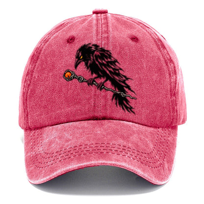 Raven Perched On A Wand Witch Magic Classic Cap – Pomegranate Blush
