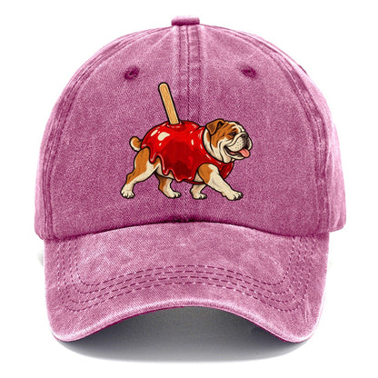 One Bulldog In Halloween Costume Candy Apple Costume Red Glossy Shell With A Stick Halloween Dog Parade Classic Cap – Dusty Rose