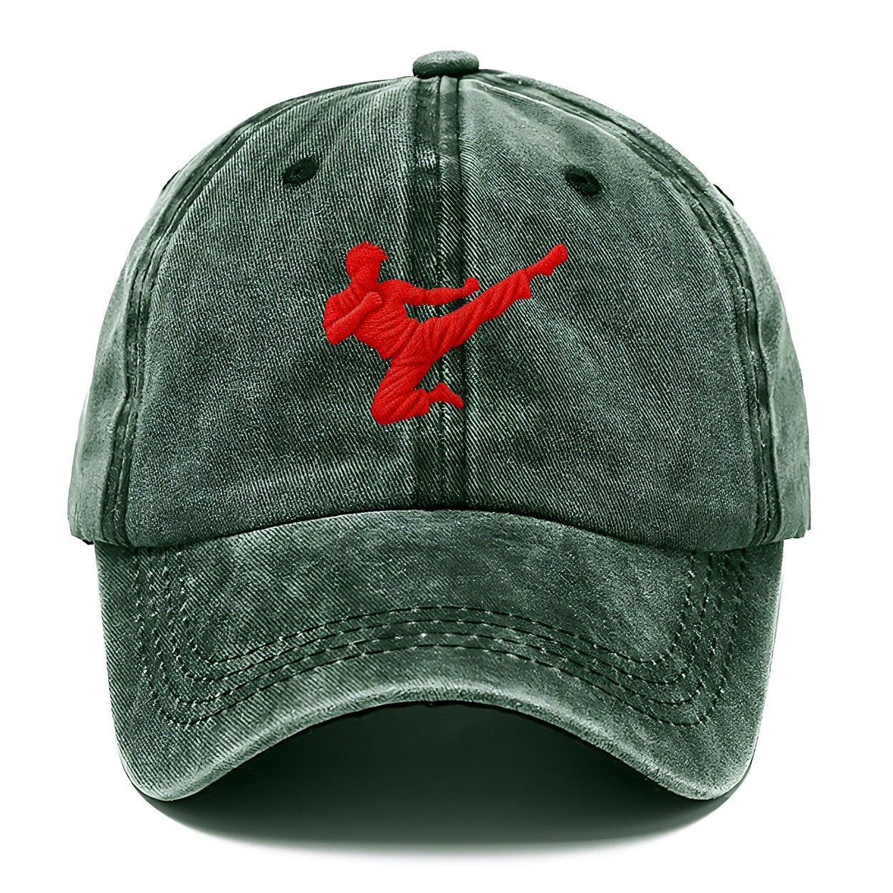 Martial Artist Flying Side Kick Micro Motion Mark Classic Cap – Forest Mist