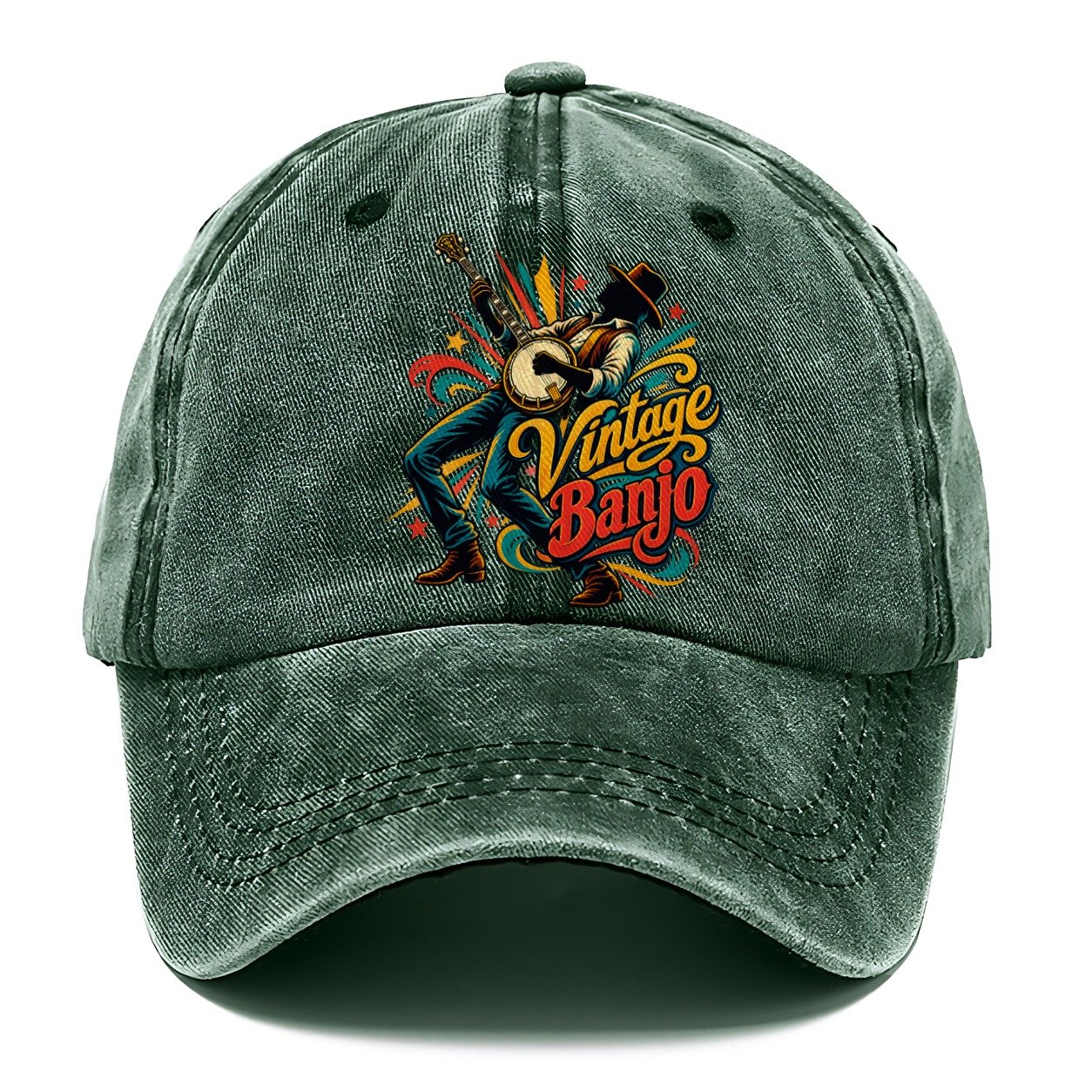 Vintage Banjo Music Instruments Classic Cap – Forest Mist