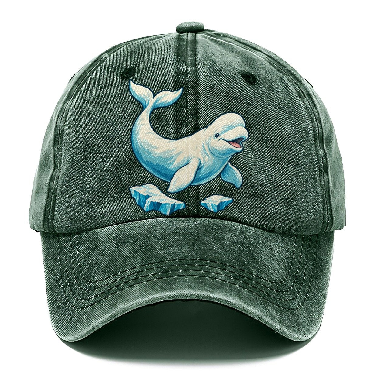 Beluga Whale And Floating Ice Canada Cultural Icons Classic Cap – Forest Mist