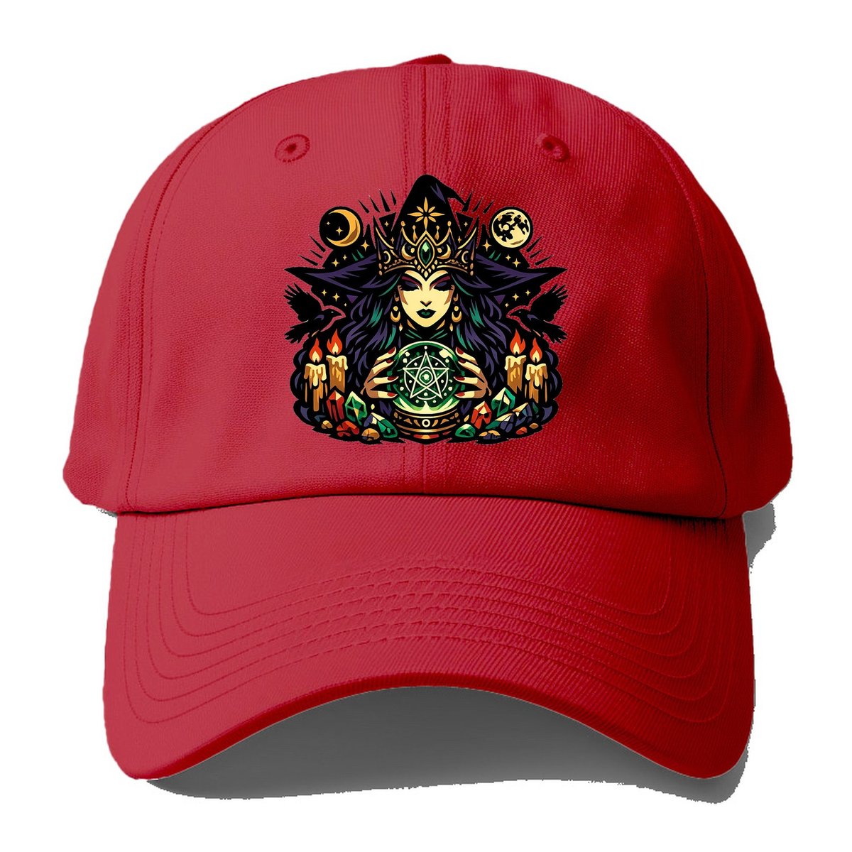 Mystic Witch Priestess Crystal Baseball Cap – Red