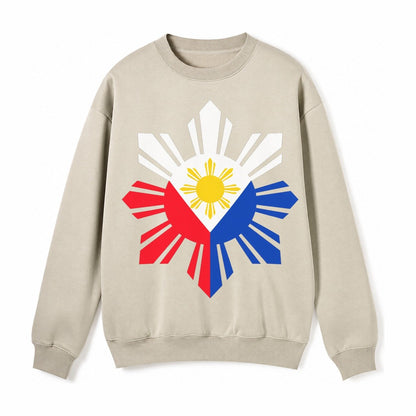 Philippines Iconic Sun And Stars Fleece Sweatshirt – Light Khaki