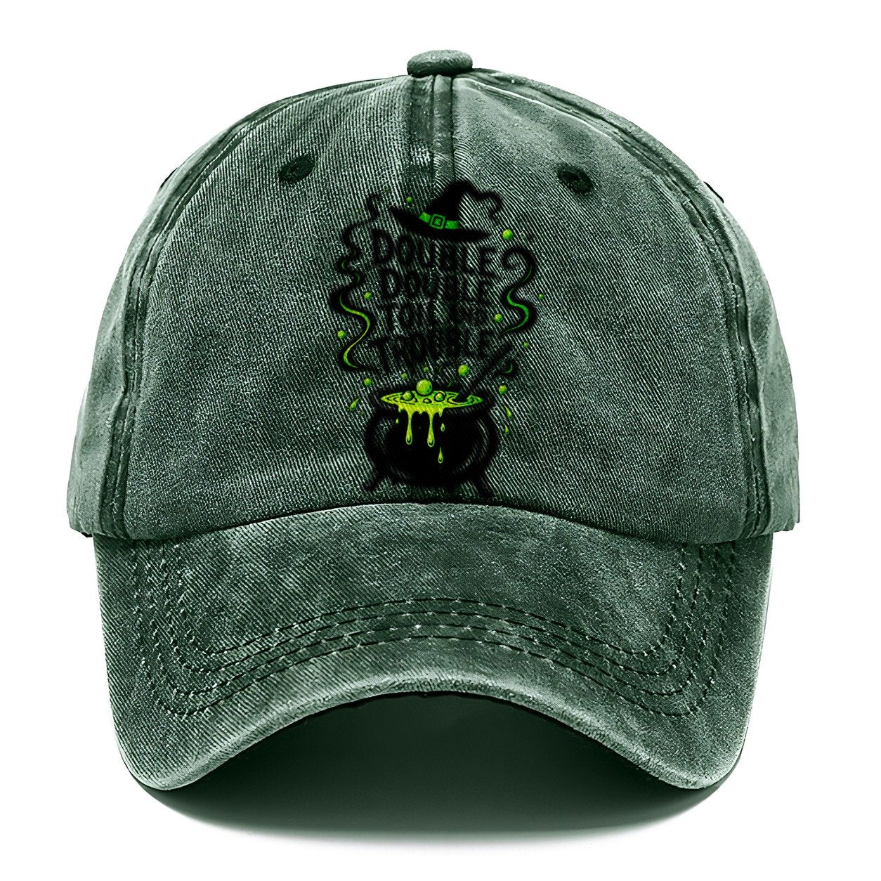 Double Double Toil And Trouble Slogan Witch Magic Classic Cap – Forest Mist