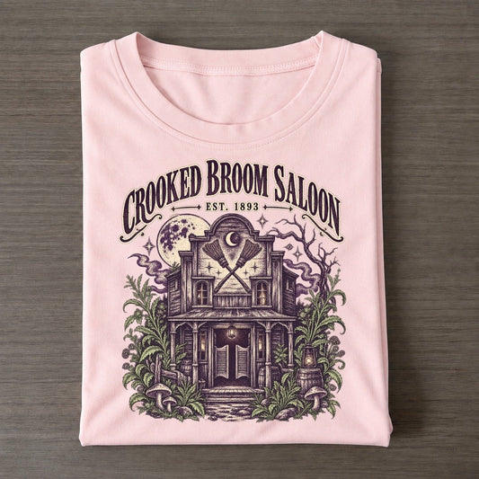 Crooked Broom Saloon Midnight Haunt Classic T-shirt – Pink