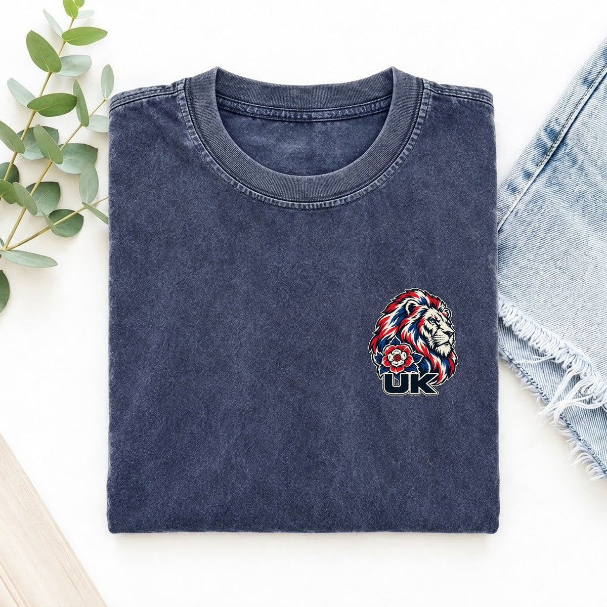 United Kingdom Country Pride Left Chest Vintage T-shirt – Blue