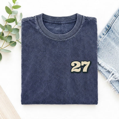 Number 27 Left Chest Vintage T-shirt – Blue
