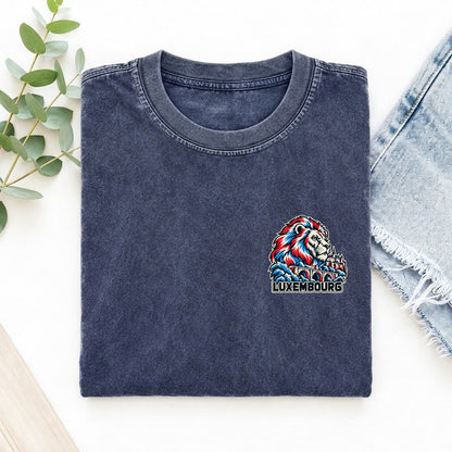 Luxembourg Country Pride Left Chest Vintage T-shirt – Blue