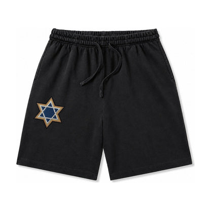 Star Of David Washed Shorts – Black