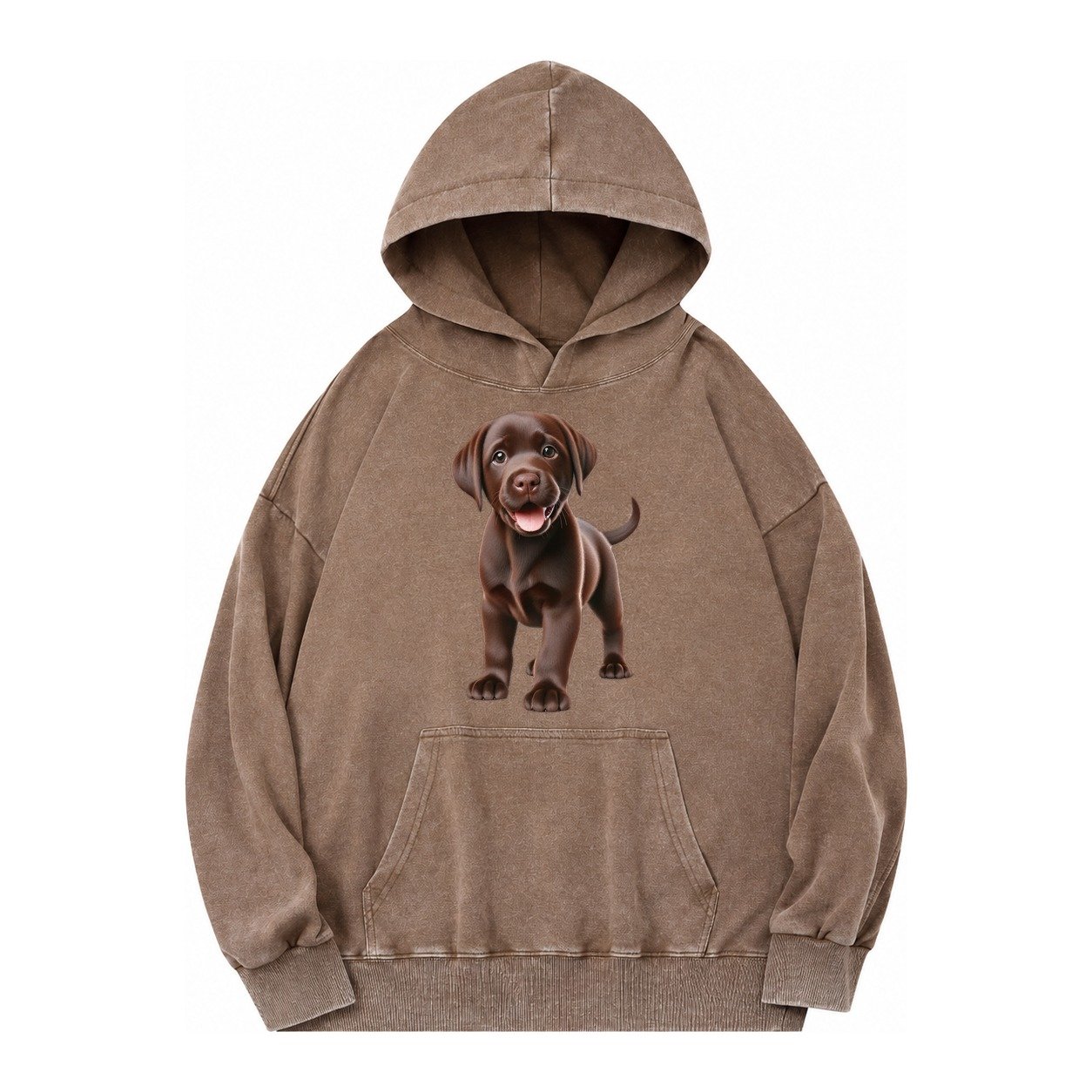 Chocolate Labrador Vintage Washed Hoodie – Brown