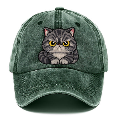 Exotic Shorthair Grumpy Sit Peeking Cats Classic Cap – Forest Mist
