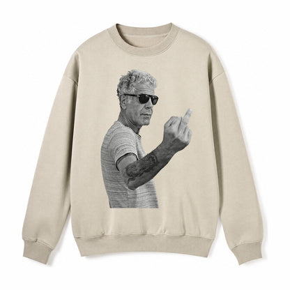 Anthony Bourdain Middle Finger Fleece Sweatshirt – Light Khaki