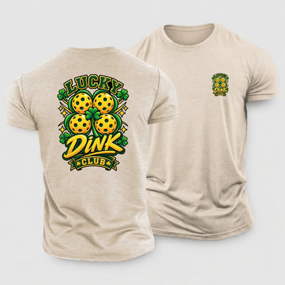 Lucky Dink Club Pickleball Life Cotton T-Shirt – Sand
