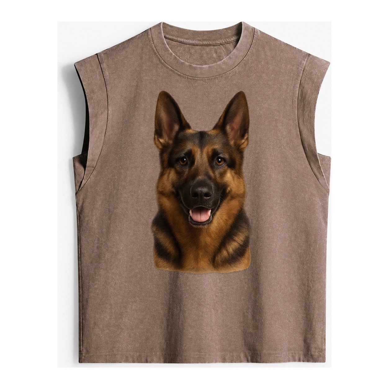 German Shepherd Portrait Vintage Washed Tank – Brown