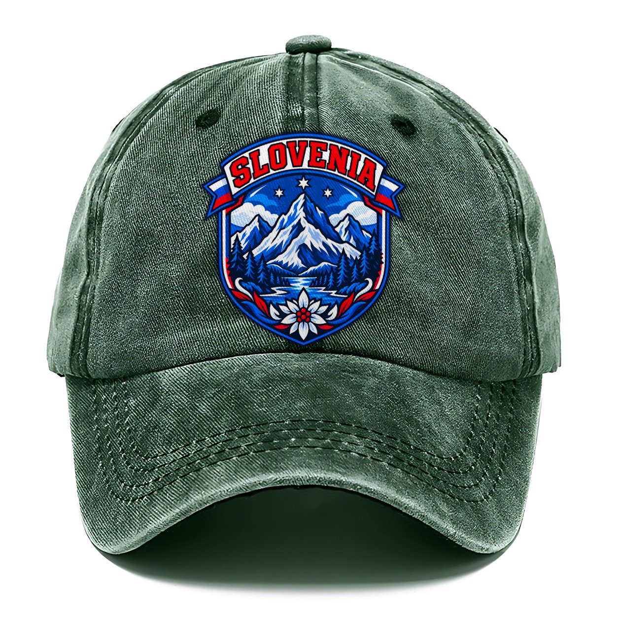 Slovenia Retro Badge Country Logos Classic Cap – Forest Mist