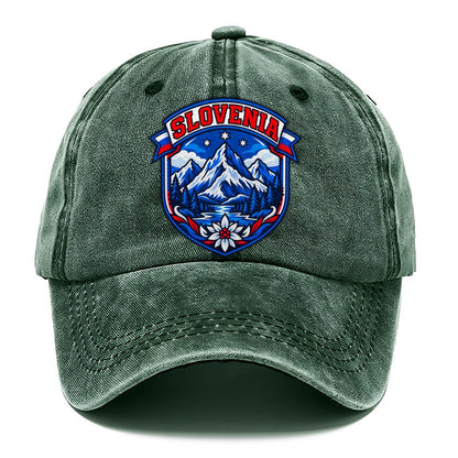 Slovenia Retro Badge Country Logos Classic Cap – Forest Mist