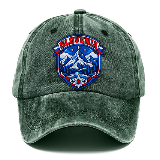 Slovenia Retro Badge Country Logos Classic Cap – Forest Mist