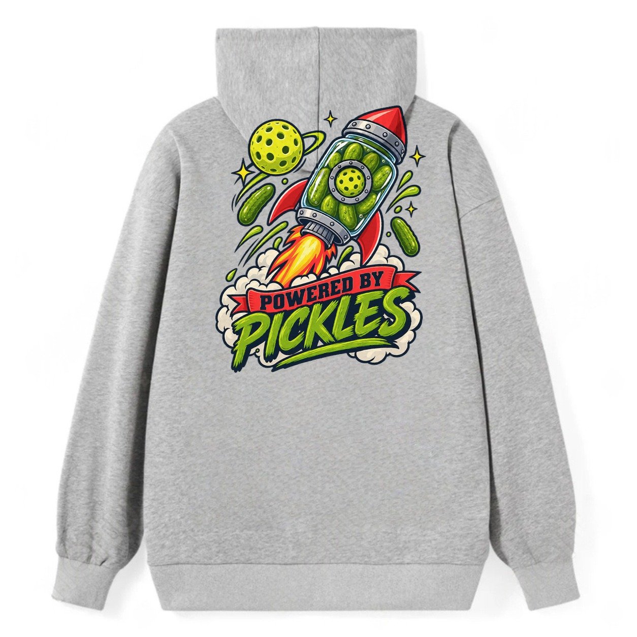 Powered By Pickles Pickleball Life Classic Pullover Hoodie – Grey