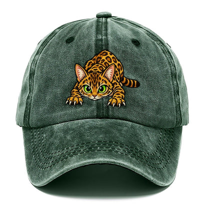 Bengal Crouching Peeking Cats Classic Cap – Forest Mist
