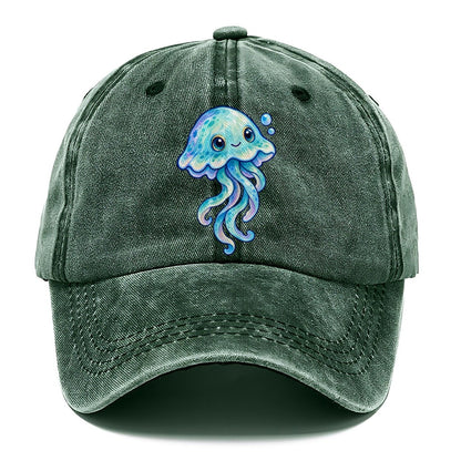 Jellyfish Upward Drift Sea Sprite Classic Cap – Forest Mist
