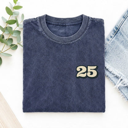 Number 25 Left Chest Vintage T-shirt – Blue