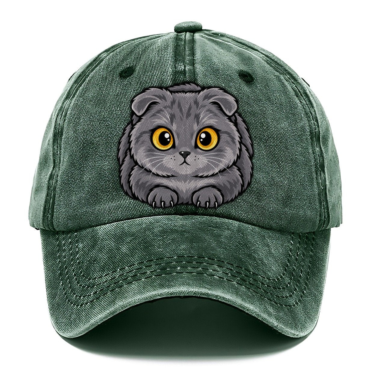 Scottish Fold Loaf Peeking Cats Classic Cap – Forest Mist
