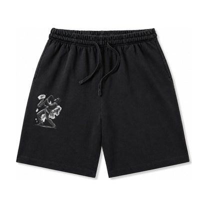 Saxophonist Playing Jazz In Smoky Room Washed Shorts – Black