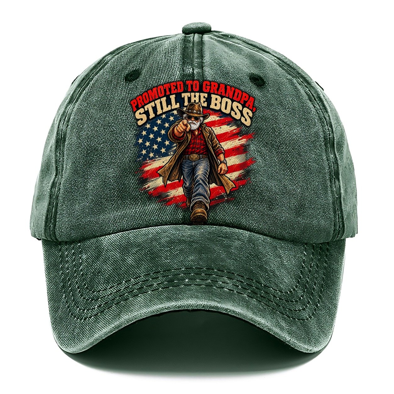 Promoted To Grandpa Still The Boss Old Man Strong Classic Cap – Forest Mist