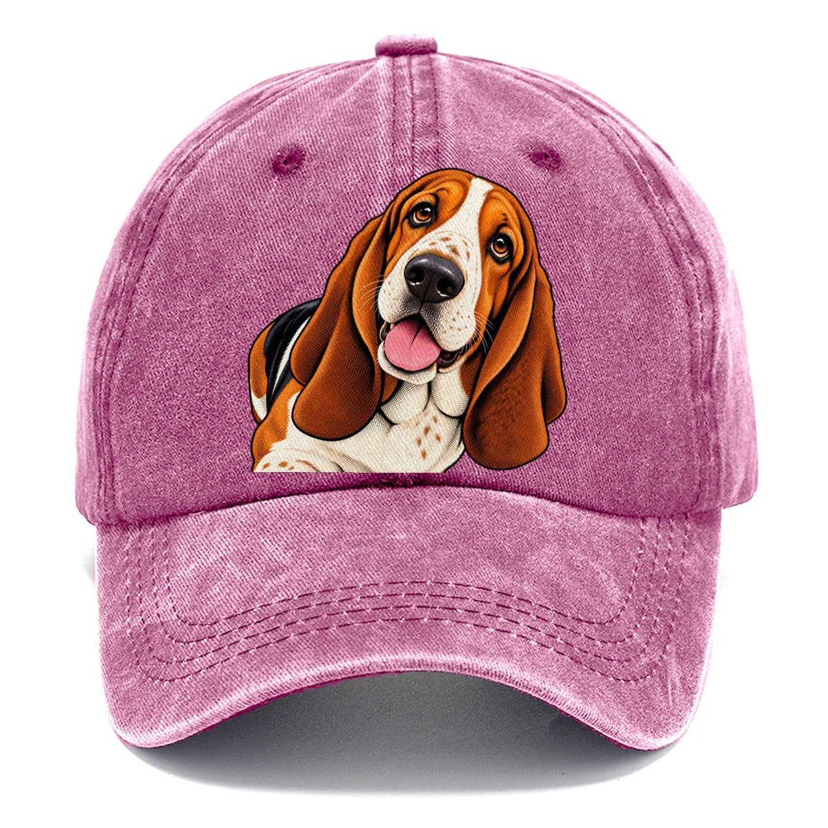 Happy Basset Hound Portrait Classic Cap – Dusty Rose
