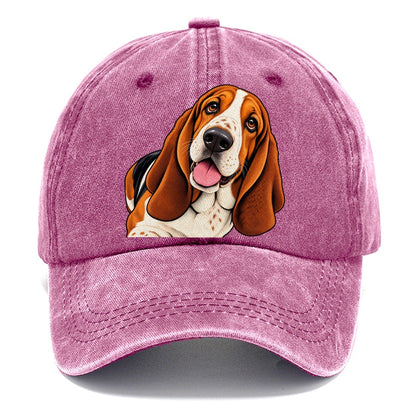 Happy Basset Hound Portrait Classic Cap – Dusty Rose