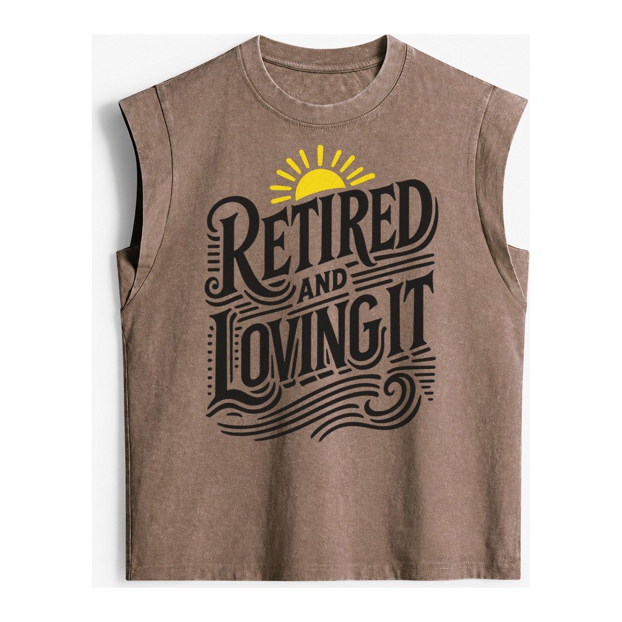 Retired And Loving It Vintage Washed Tank – Brown