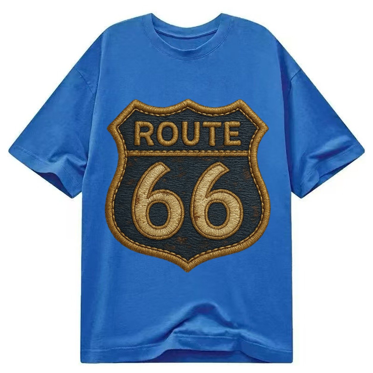 Route 66 Highway Shield With Worn Paint Classic T-shirt – Blue