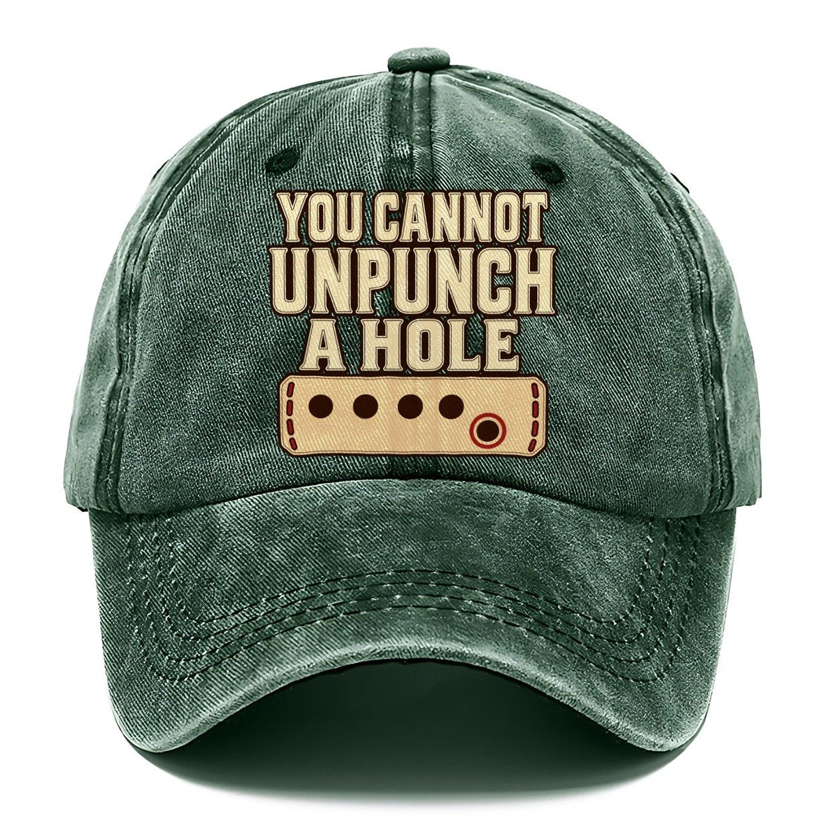 You Cannot Unpunch A Hole Leathercraft Classic Cap – Forest Mist