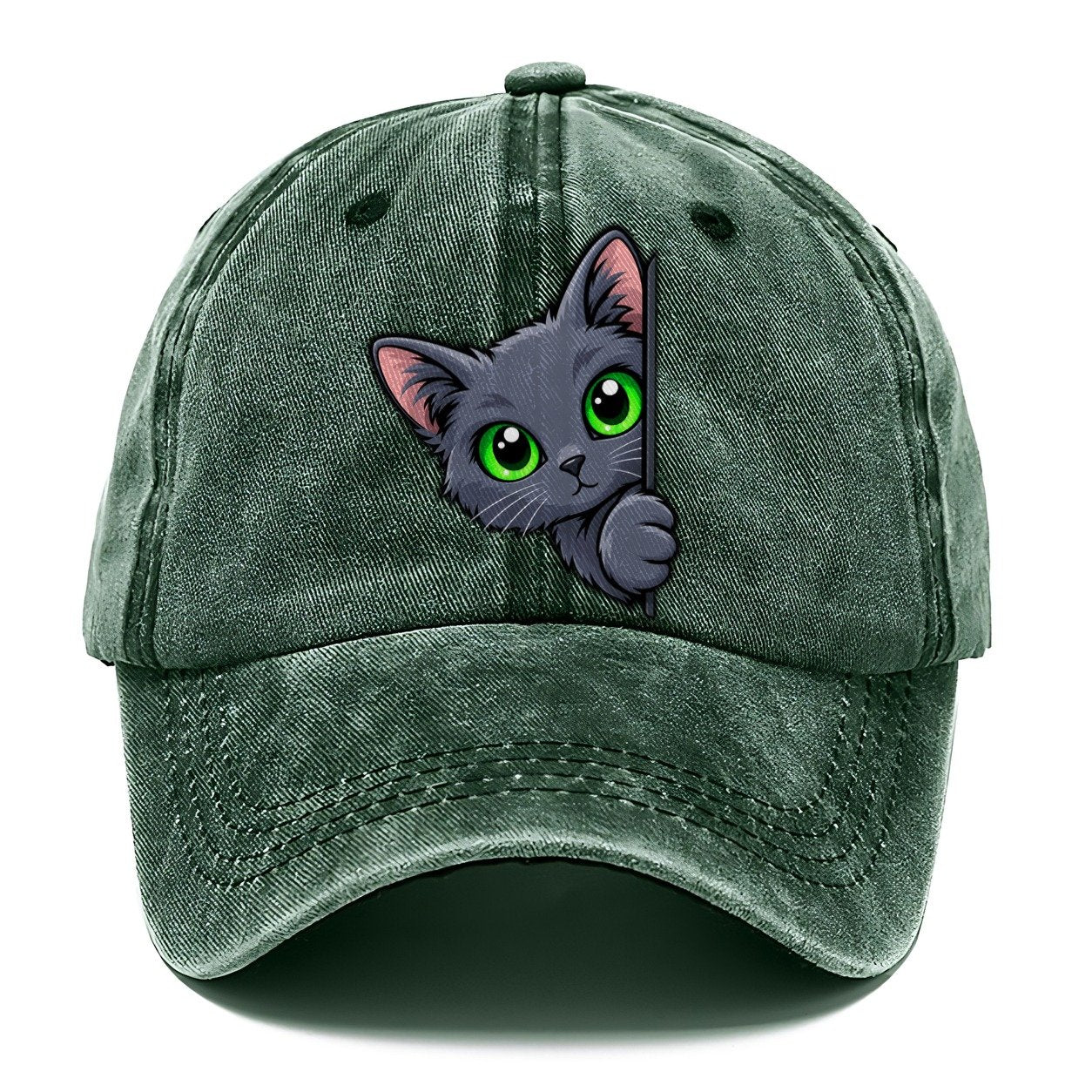 Russian Blue Side Peek Peeking Cats Classic Cap – Forest Mist