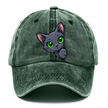 Russian Blue Side Peek Peeking Cats Classic Cap – Forest Mist