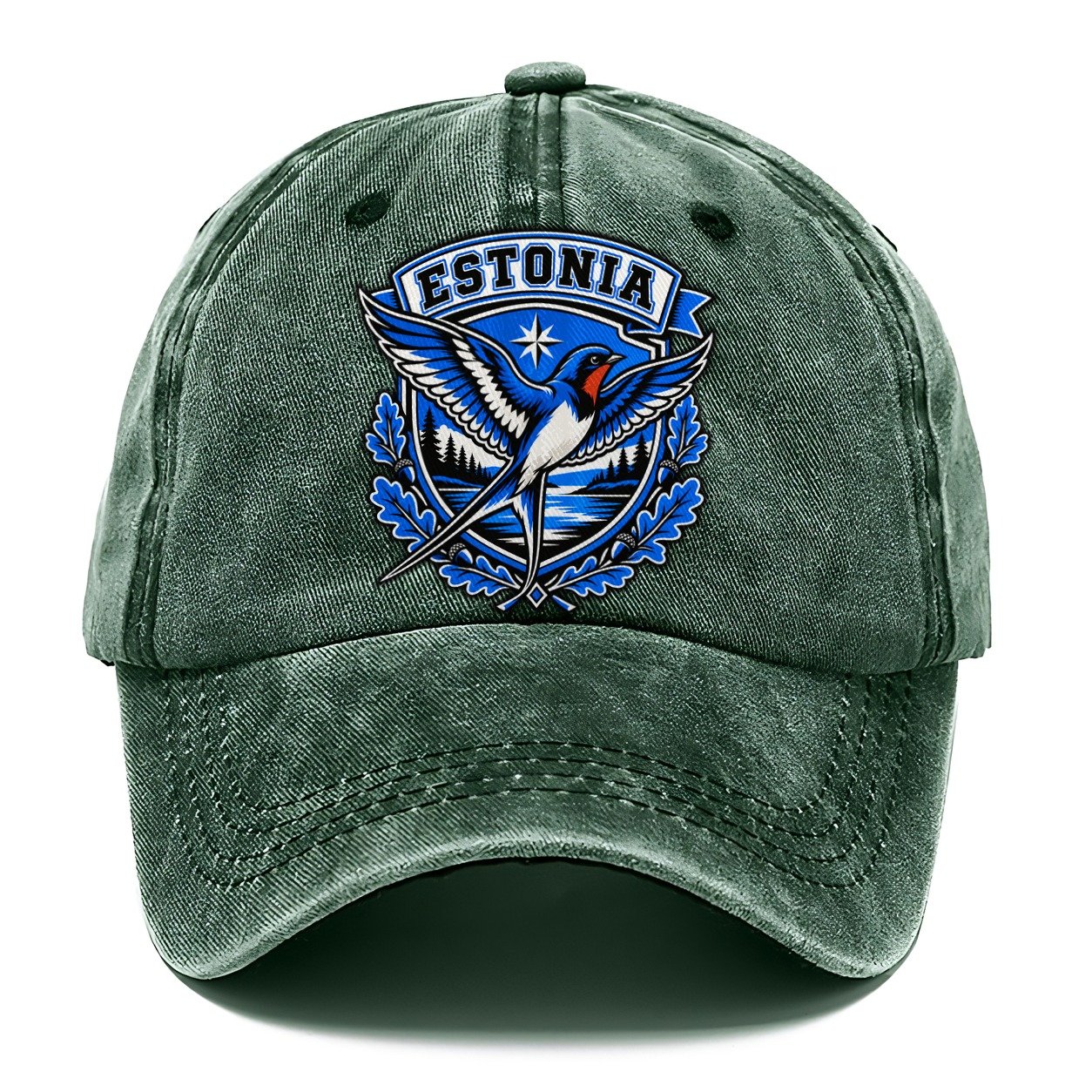 Estonia Retro Badge Country Logos Classic Cap – Forest Mist