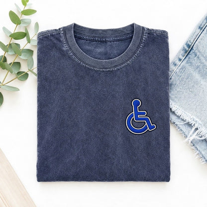 Wheelchair Access Left Chest Vintage T-shirt – Blue