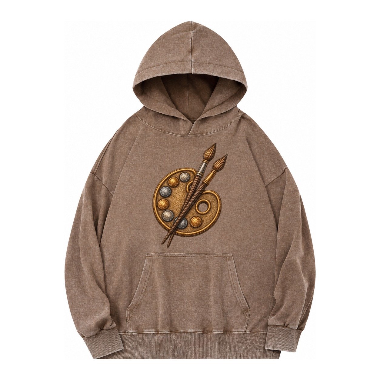 Artist Palette Vintage Washed Hoodie – Brown