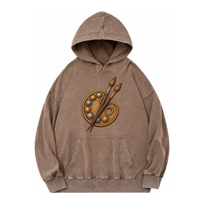 Artist Palette Vintage Washed Hoodie – Brown