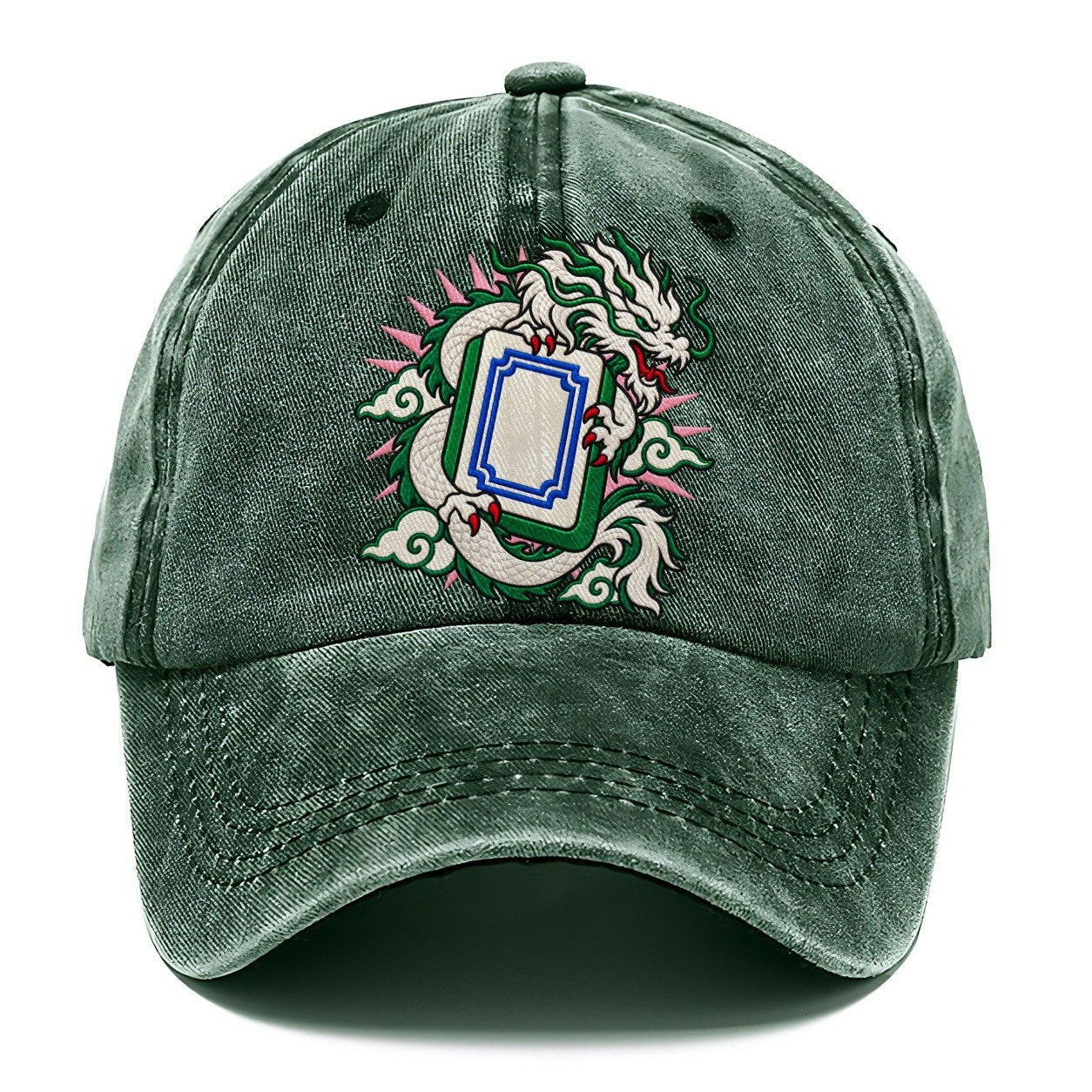 White Dragon Mahjong Game Night Classic Cap – Forest Mist