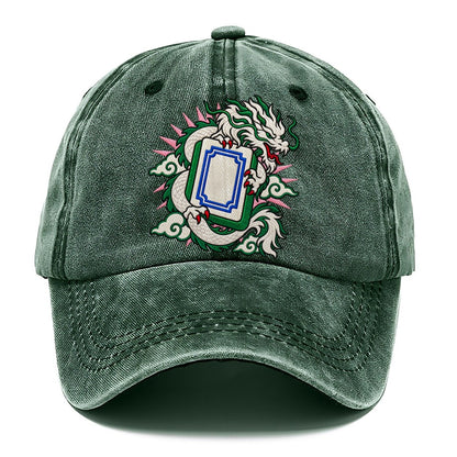 White Dragon Mahjong Game Night Classic Cap – Forest Mist