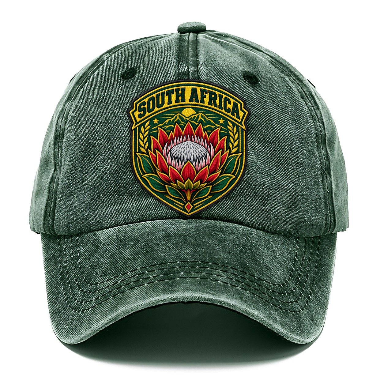 South Africa Retro Badge Country Logos Classic Cap – Forest Mist