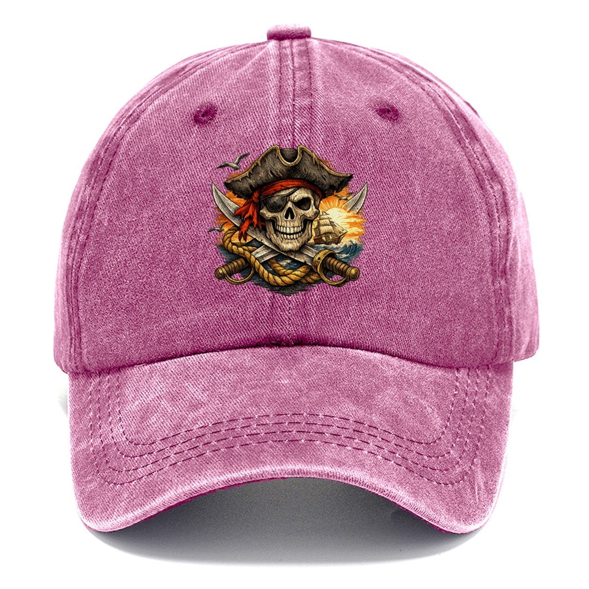 Pirate Skull Sunset Voyage Classic Cap – Dusty Rose