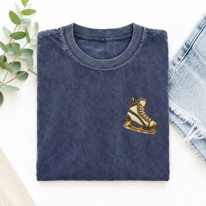 Hockey Skate Turn Keepsake Emblem Left Chest Vintage T-shirt – Blue