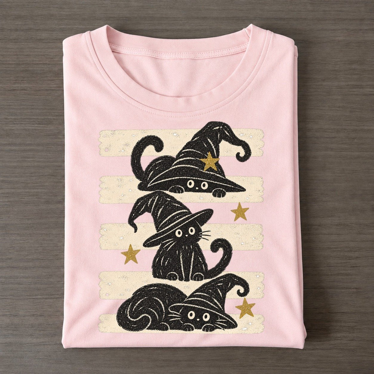 Chalk Witch Cats Night Stripes Classic T-shirt – Pink
