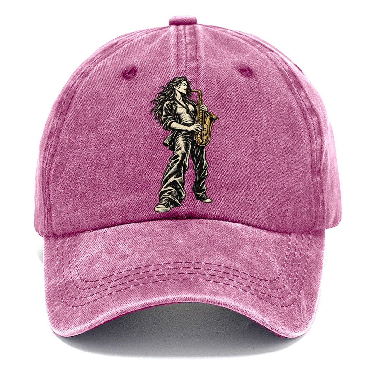 Woman Playing Saxophone Classic Cap – Dusty Rose