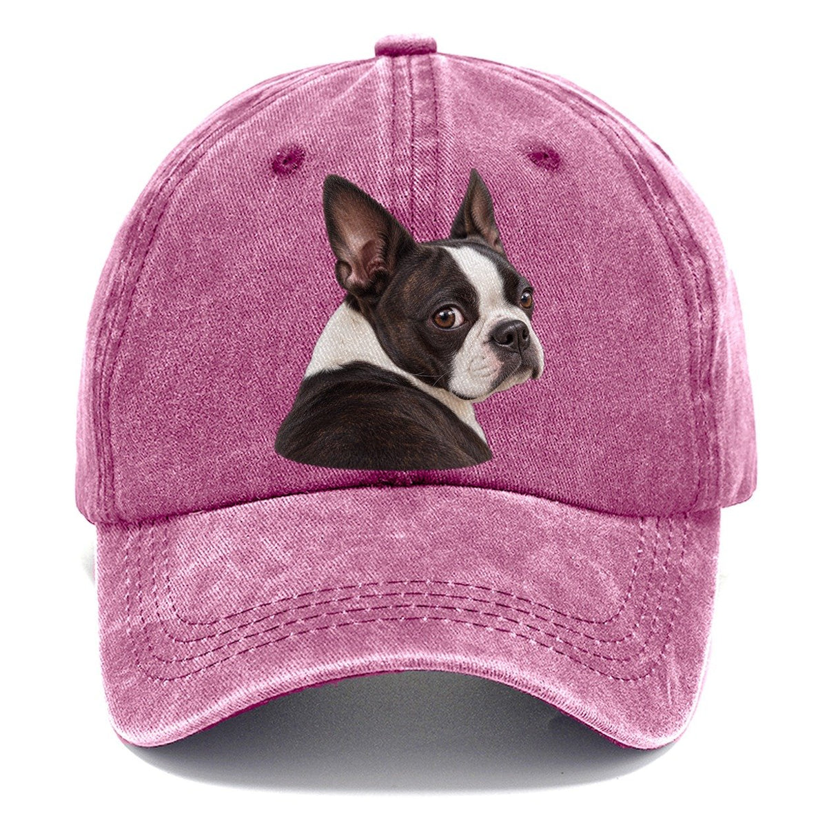 Boston Terrier Over The Shoulder Character Club Classic Cap – Dusty Rose