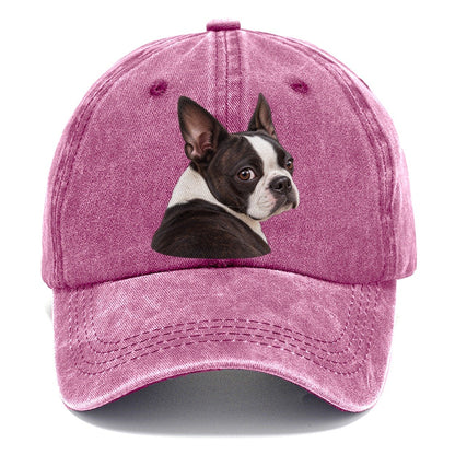 Boston Terrier Over The Shoulder Character Club Classic Cap – Dusty Rose
